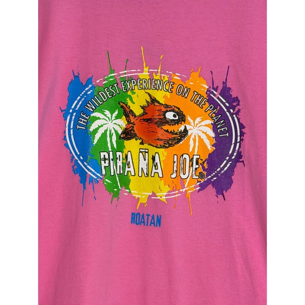 Pirana Joe Roatan Pink Graphic T-Shirt Men's XL